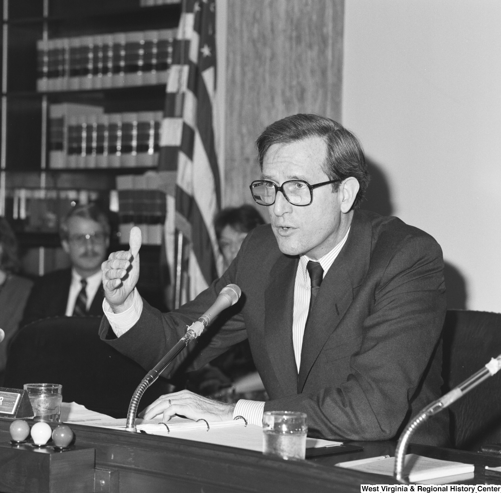 ["Senator John D. (Jay) Rockefeller speaks during a committee hearing."]%