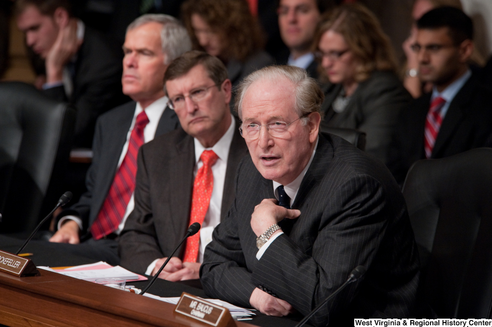 ["Senator John D. (Jay) Rockefeller speaks during a Finance Committee hearing about health care reform."]%