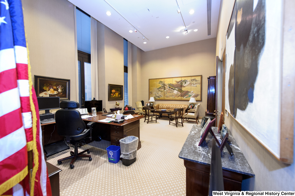 ["This photograph shows a long view of Senator John D. (Jay) Rockefeller's personal office."]%