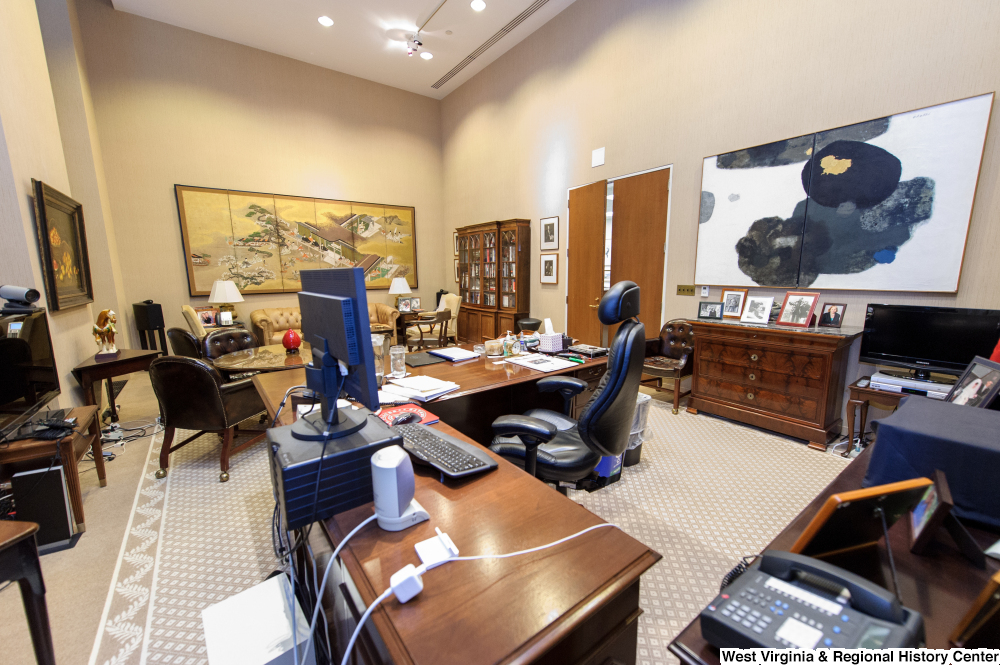 ["This photo shows Senator Rockefeller's personal office from behind his desk."]%