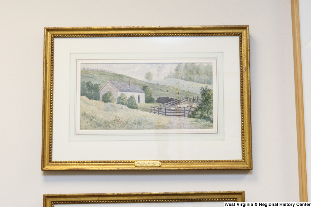 ["A painting of a farmhouse hangs on a wall in Senator John D. (Jay) Rockefeller's office."]%