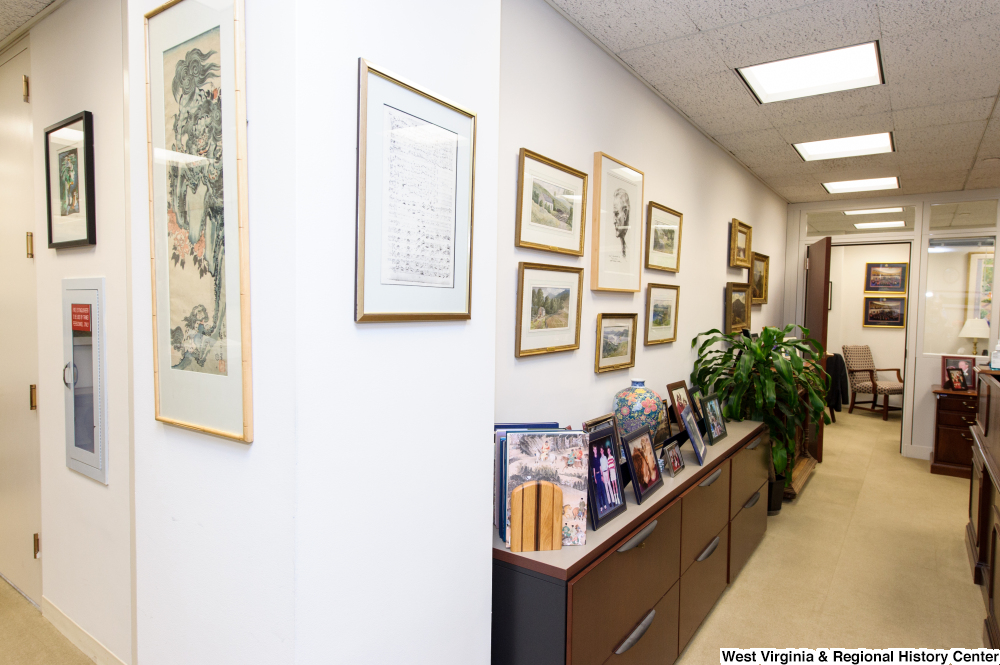["This photo shows a corner in Senator John D. (Jay) Rockefeller's office and all the various things in it."]%