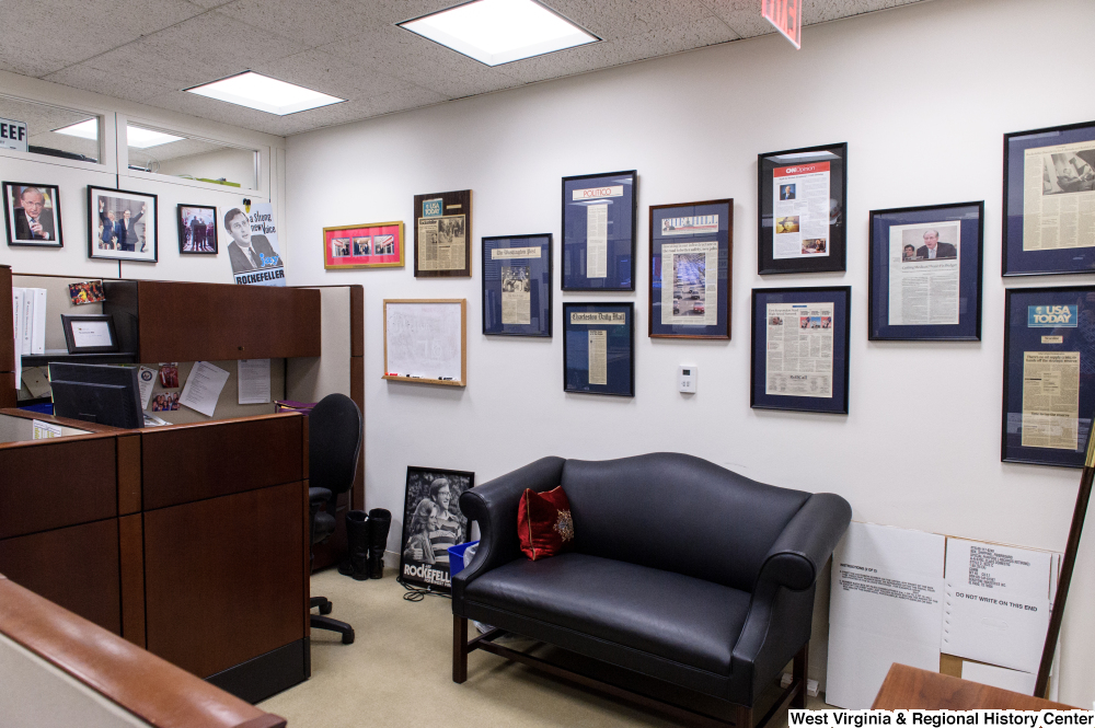 ["This photo shows a corner of Senator Rockefeller's press office."]%