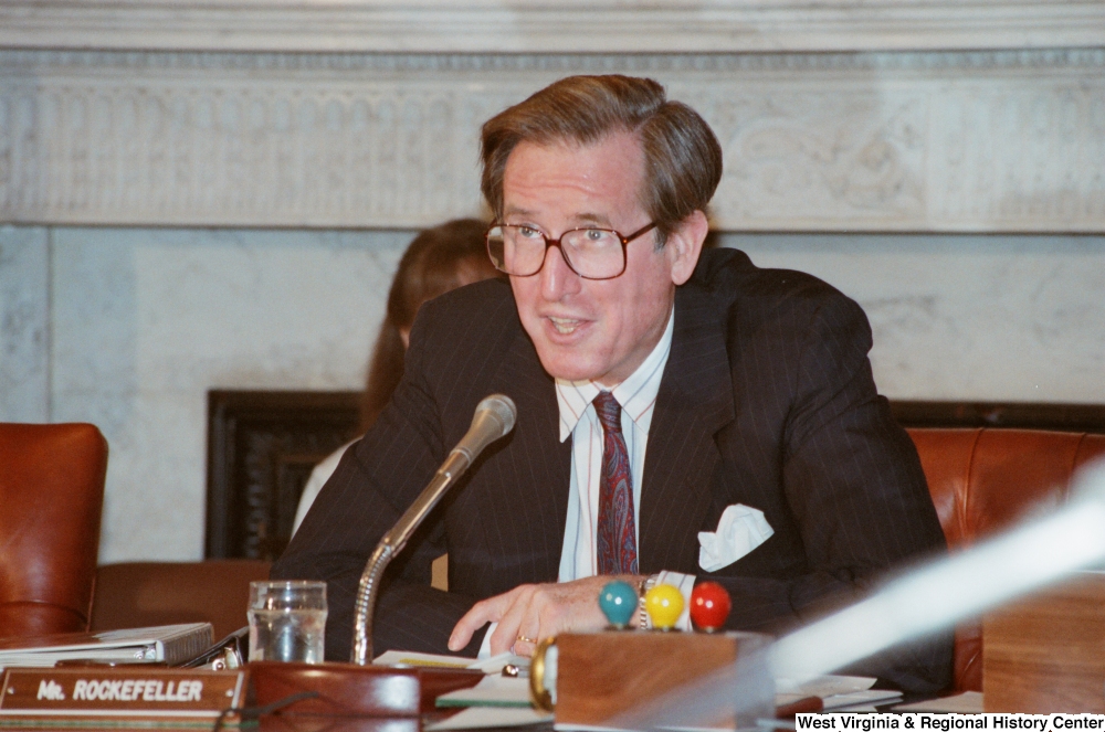 ["Senator John D. (Jay) Rockefeller speaks during a conference event at the Senate."]%