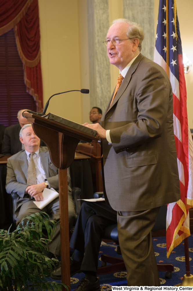 ["Senator John D. (Jay) Rockefeller speaks at a Protecting Kids' Privacy Online event."]%